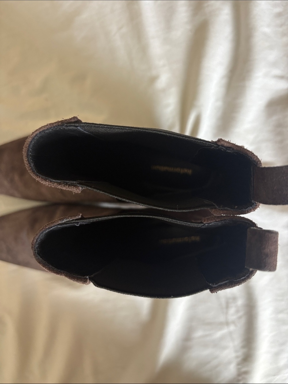 Reformation Dark Brown Suede Chelsea Kitten Heel Boots - Picture 2 of 5